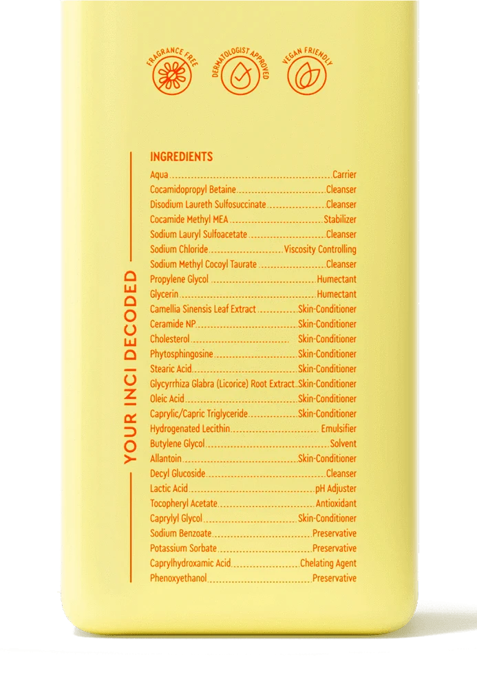 BYOMA Creamy Jelly Cleanser bottle showing ingredients list and certification icons.