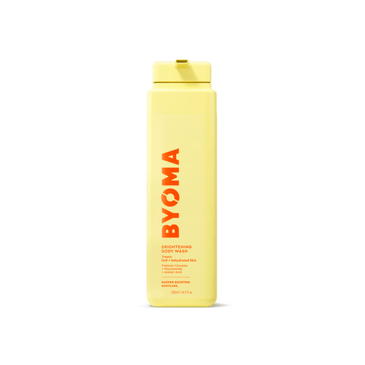 BYOMA BRIGHTENING BODY WASH against a white background.
