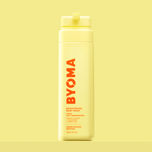 A bottle of Byoma Brightening Body Wash.